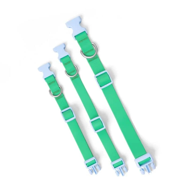 COLLIER POUR CHIEN WATERPROOF - BICOLORE BLEU / VERT (PERSONNALISABLE AVEC DES CHARMS)