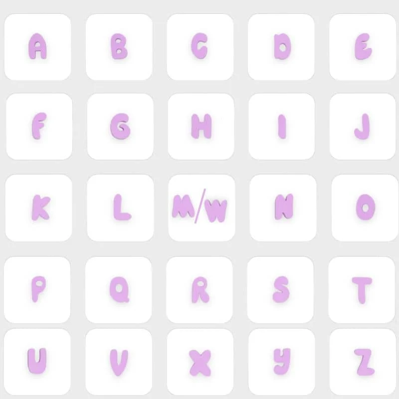 CHARMS SILICONE POUR PERSONNALISER ACCESSOIRE CHIEN - ALPHABET LILAS & JAUNE