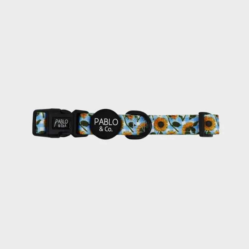 COLLIER POUR CHIEN TISSU - VICHY TOURNESOL "SUNNY SUNFLOWERS"