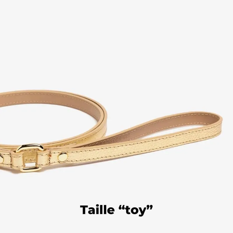 LAISSE EN CUIR POUR CHIEN - DORÉ
