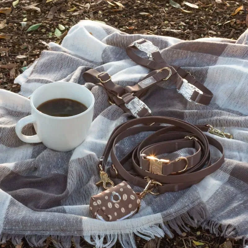 LAISSE POUR CHIEN MULTIPOSITIONS 4 EN 1 CONVERTIBLE WATERPROOF - MARRON ESPRESSO