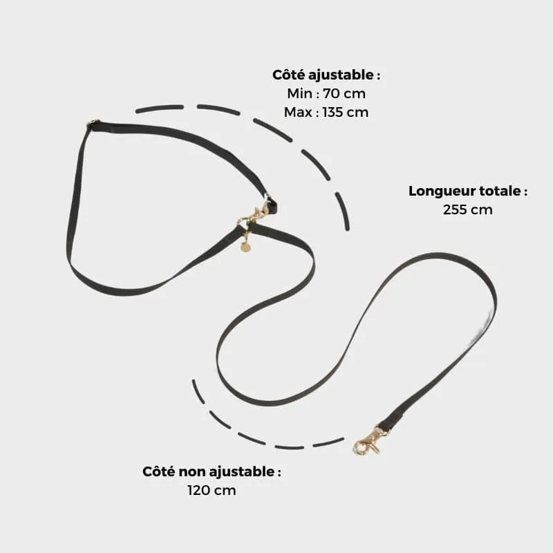LAISSE POUR CHIEN MULTIPOSITIONS 4 EN 1 CONVERTIBLE WATERPROOF - NOIR