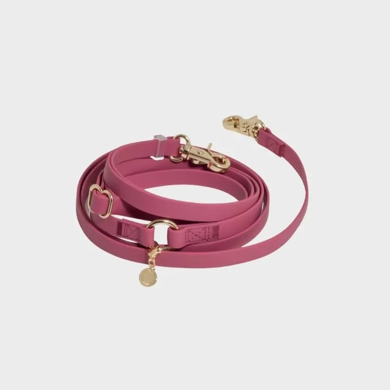 LAISSE POUR CHIEN MULTIPOSITIONS 4 EN 1 CONVERTIBLE WATERPROOF - FRAMBOISE
