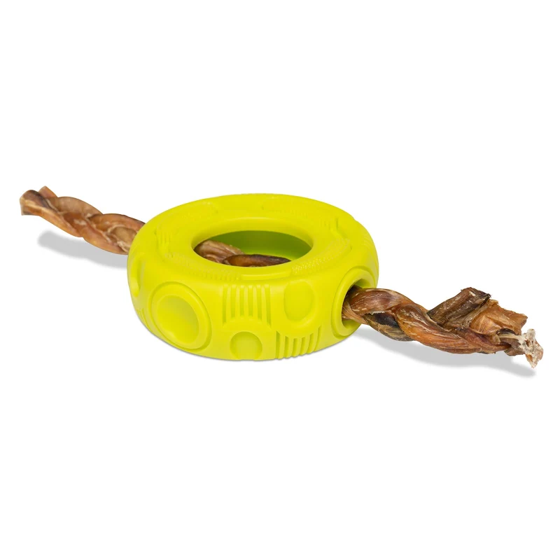 Messy Mutts Totally Pooched - Baril Stuff'n Shake - Jouet et Distributeur de Gâteries en Caoutchouc pour Chiens, Bleu