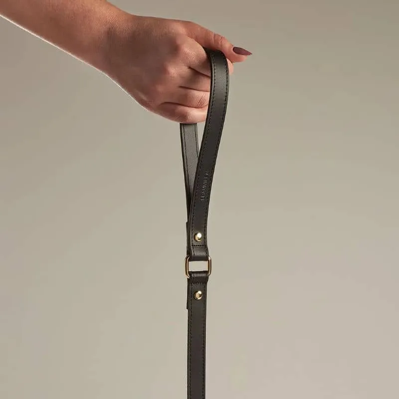 LAISSE EN CUIR POUR CHIEN - NOIR