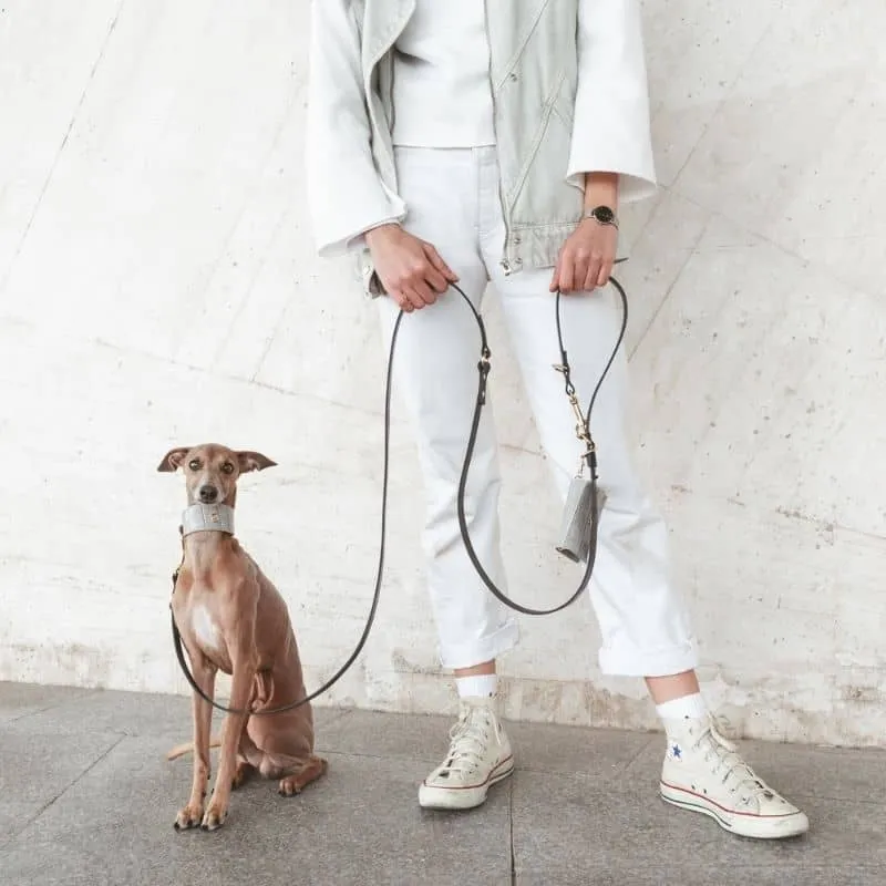 LAISSE MULTIPOSITIONS EN CUIR POUR CHIEN (4 POSITIONS) - NOIR