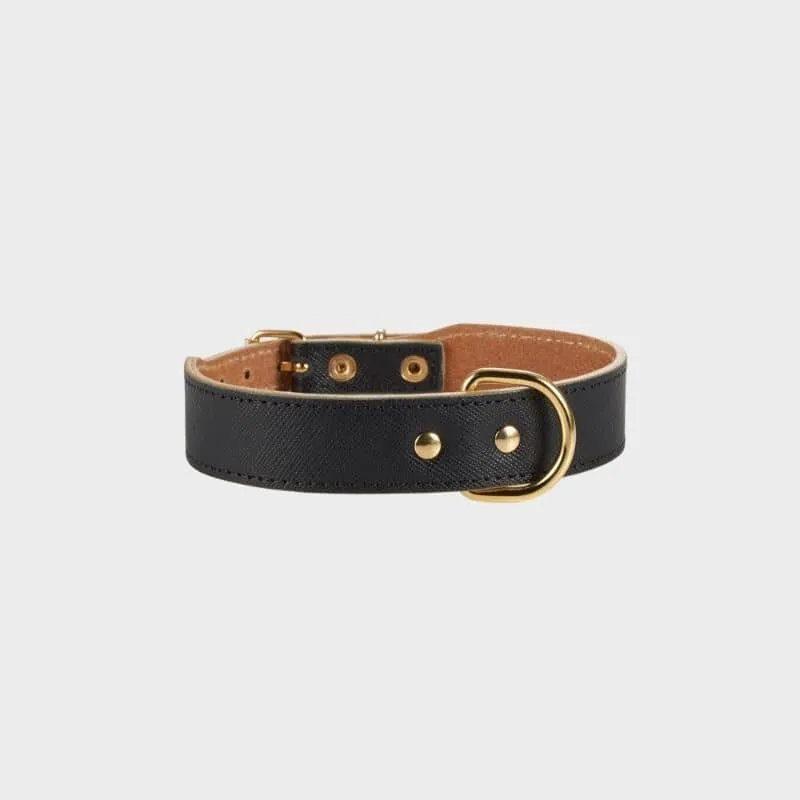 COLLIER EN CUIR POUR CHIEN - NOIR