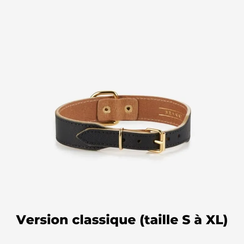 COLLIER EN CUIR POUR CHIEN - NOIR