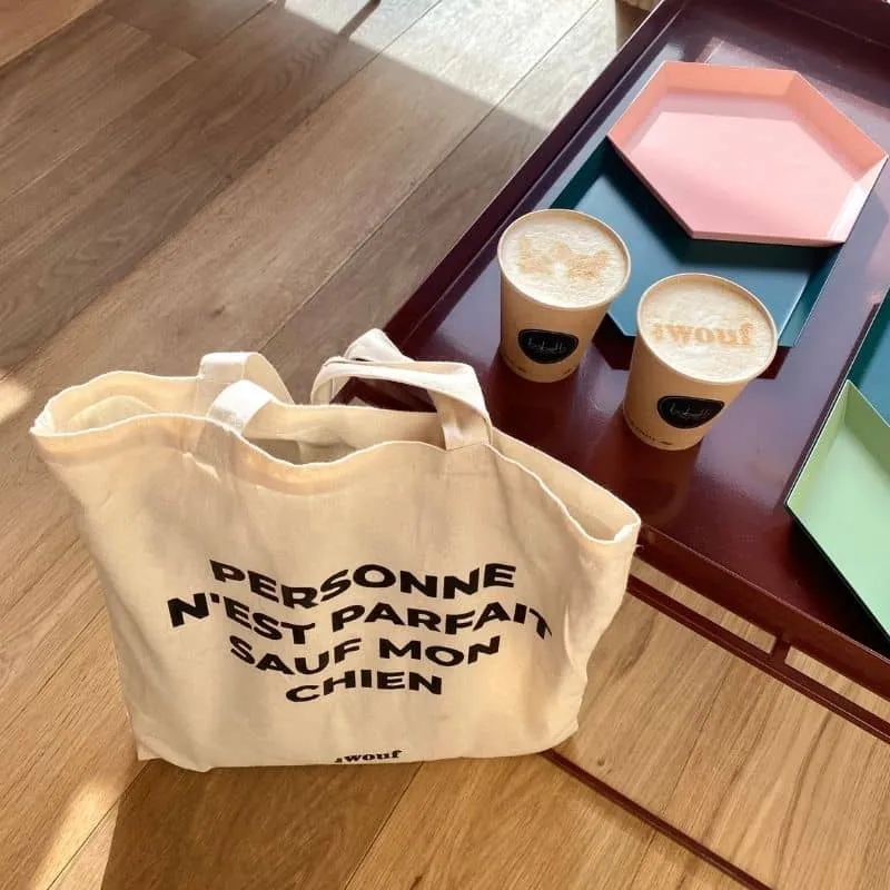 TOTE BAG THE WOUF "PERSONNE N'EST PARFAIT SAUF MON CHIEN"