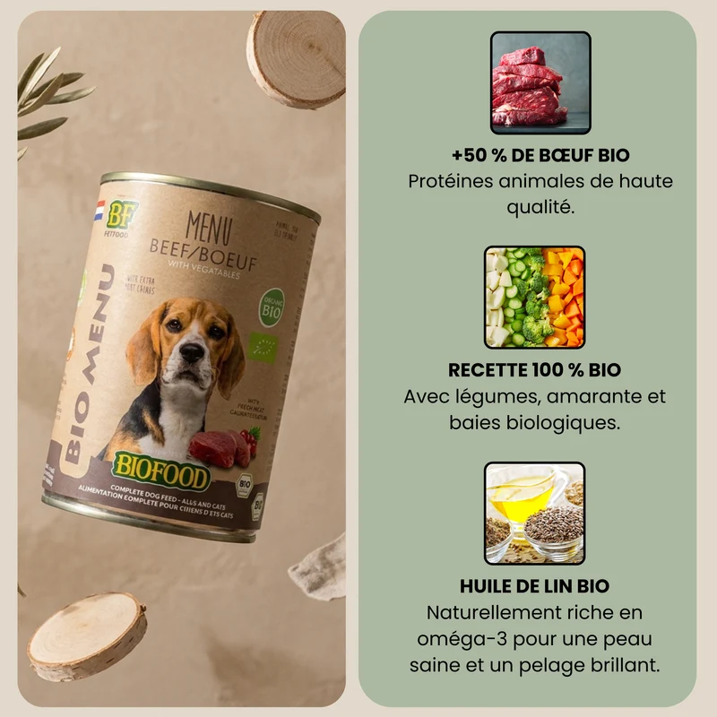 Pâtée BIO au bœuf pour chien