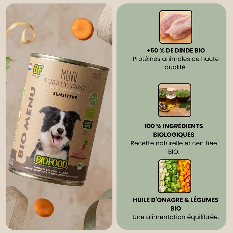 Pâtée BIO à la dinde pour chien