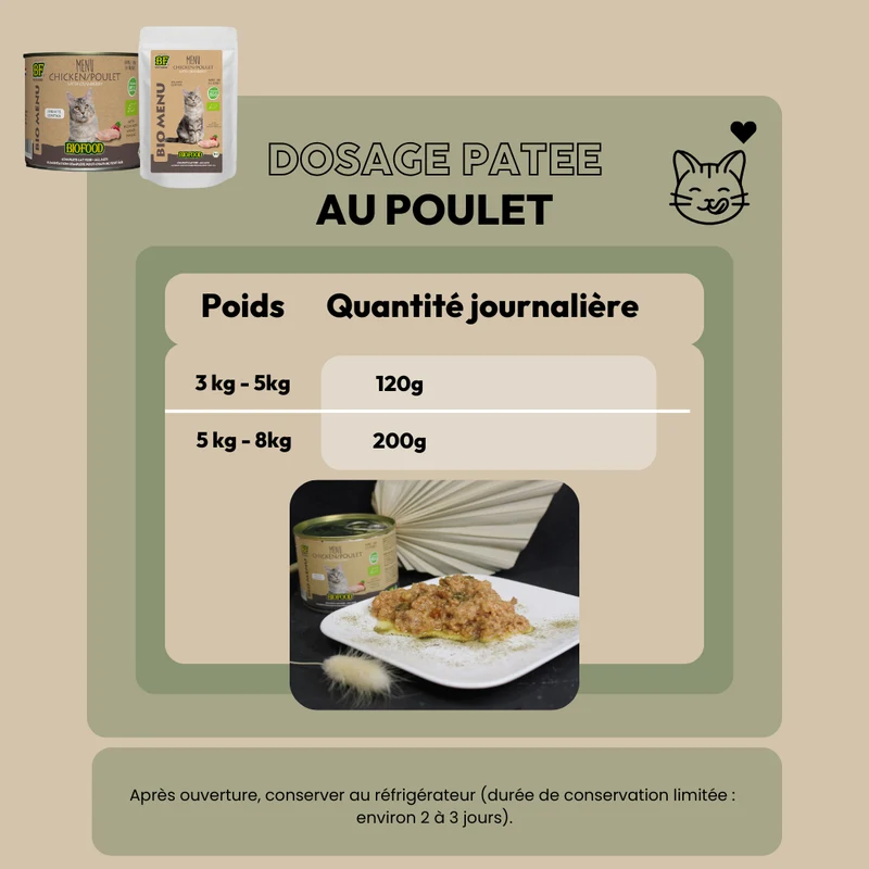Pâtée BIO au poulet pour chat