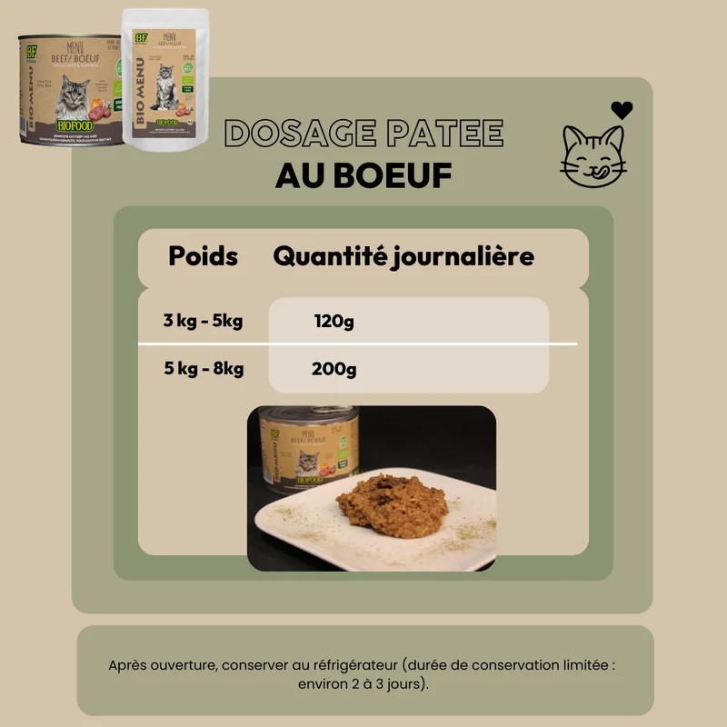 Pâtée BIO au bœuf pour chat