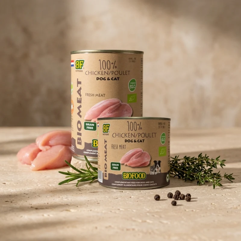 100% viande de poulet BIO pour chien et chat
