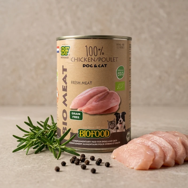 100% viande de poulet BIO pour chien et chat