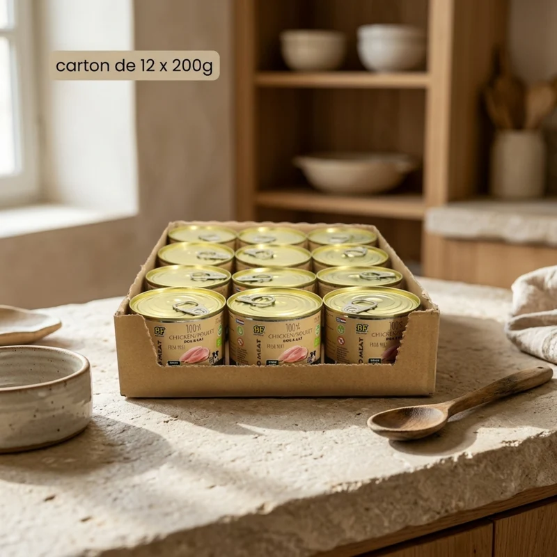 100% viande de poulet BIO pour chien et chat