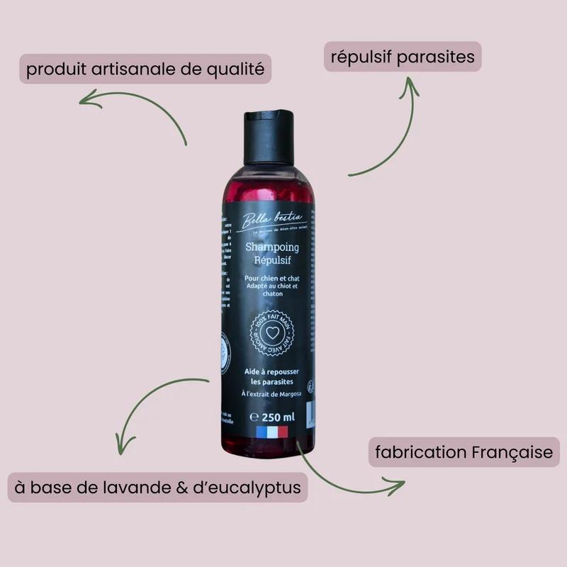 Shampoing répulsif parasites Bella Bestia pour chien et chat
