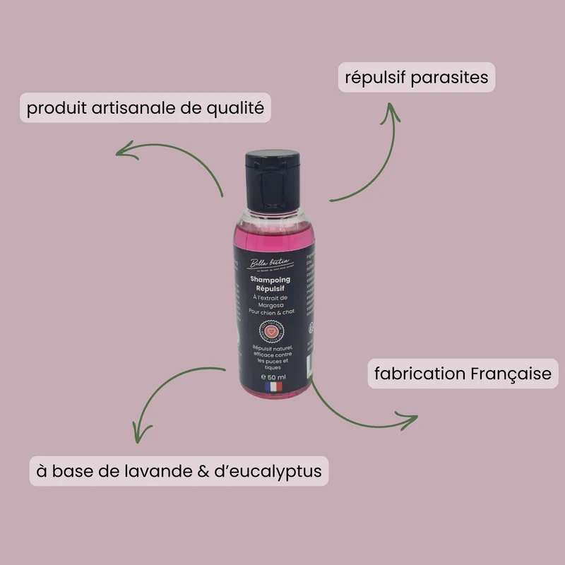 Shampoing répulsif parasites Bella Bestia pour chien et chat