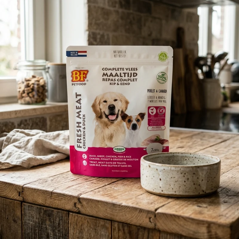 Saucisses au poulet et canard pour chien
