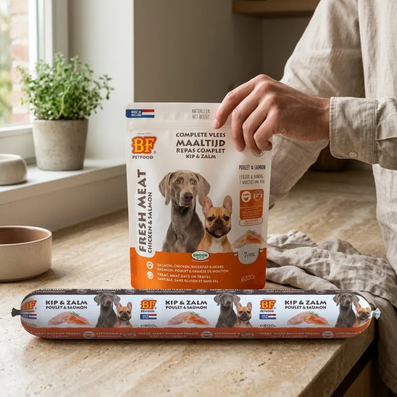 Saucisses au poulet et saumon pour chien