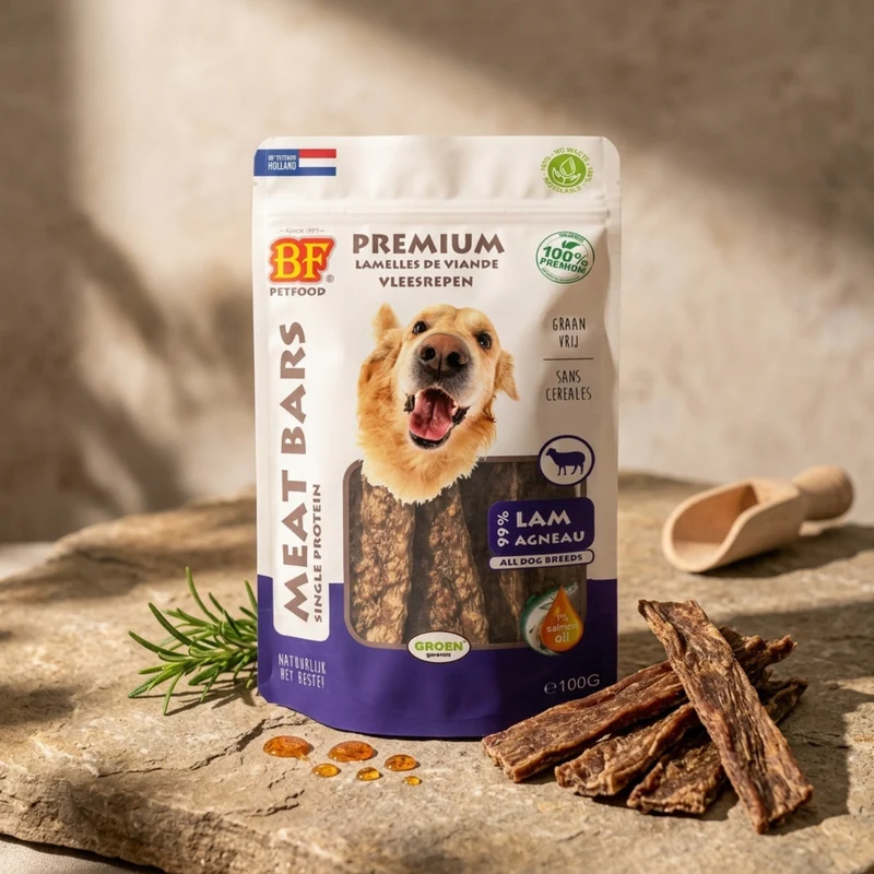 Lamelles de viande séchée à l’agneau pour chien
