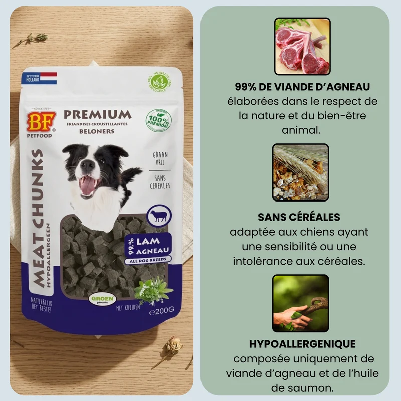 Friandises éducation sans céréales à l'agneau pour chien