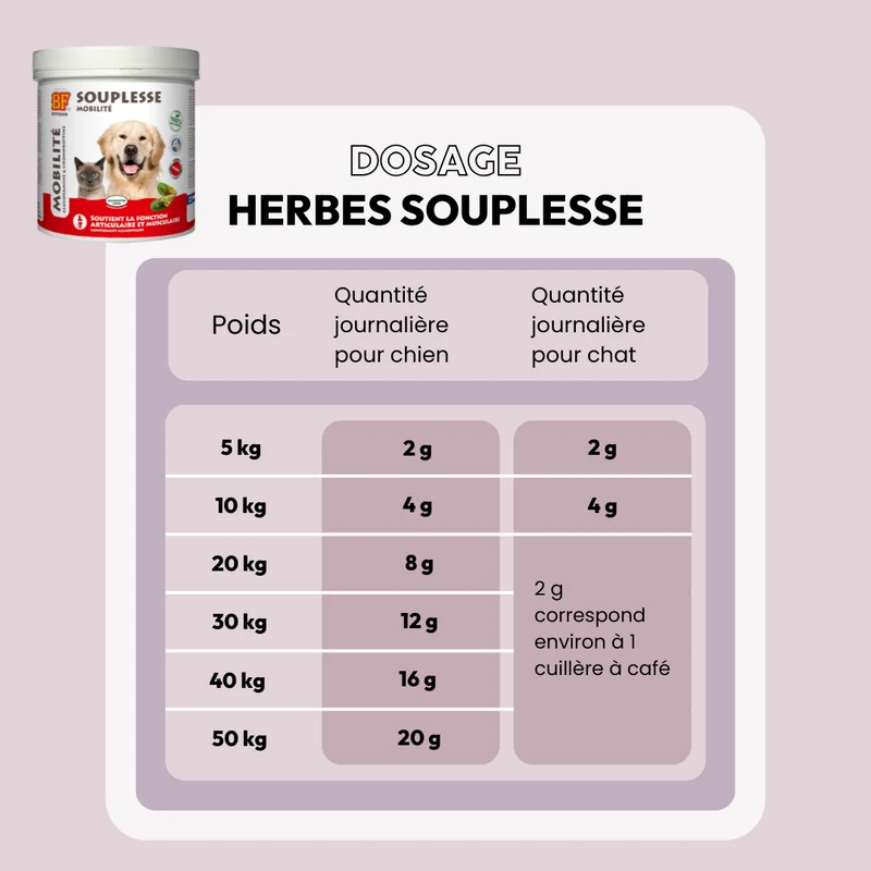 Herbes Souplesse articulaire pour chien et chat