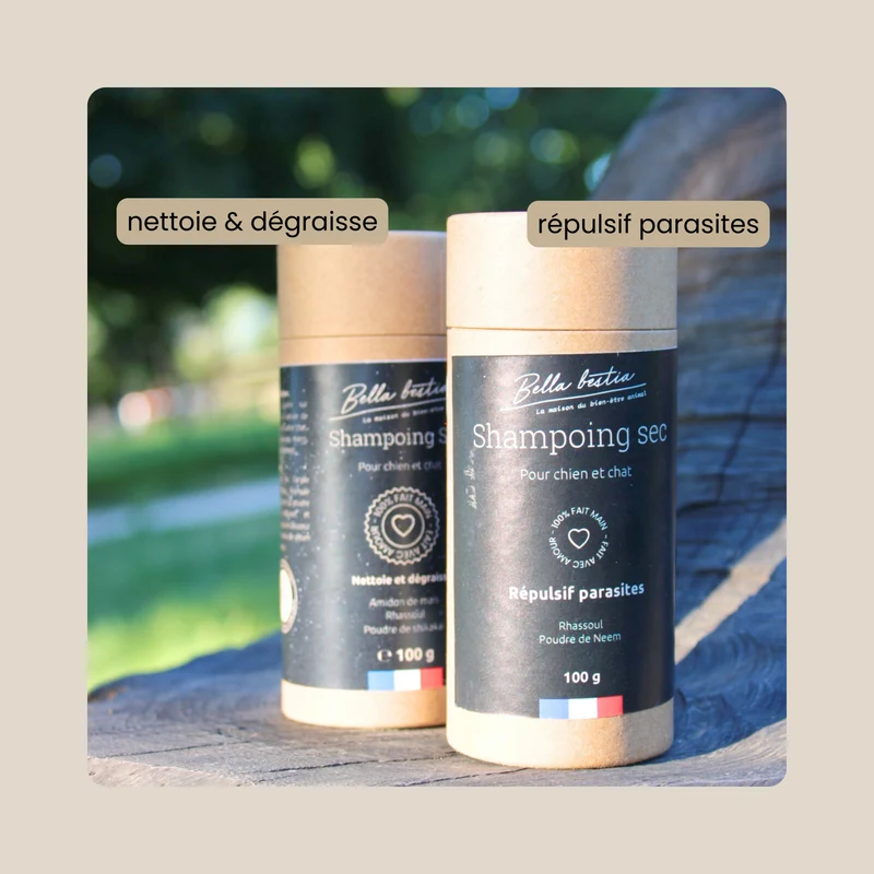 Shampoing sec répulsif Bella Bestia pour chien et chat