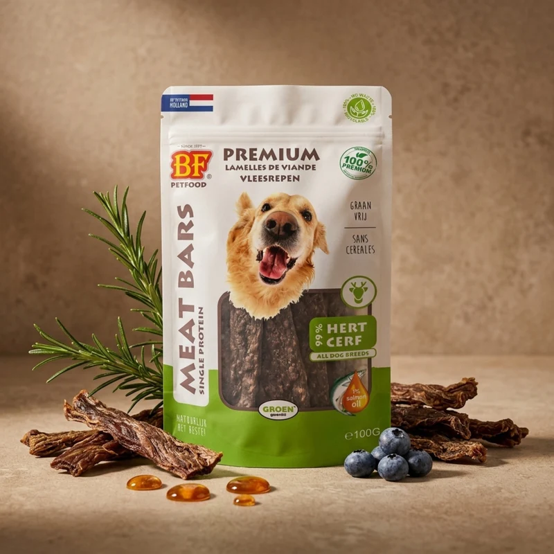 Lamelles de viande séchée au cerf pour chiens