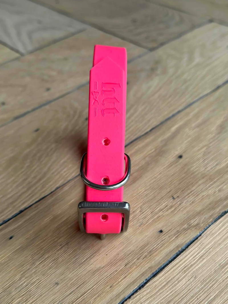 Collier rose peps et argent en Biothane®