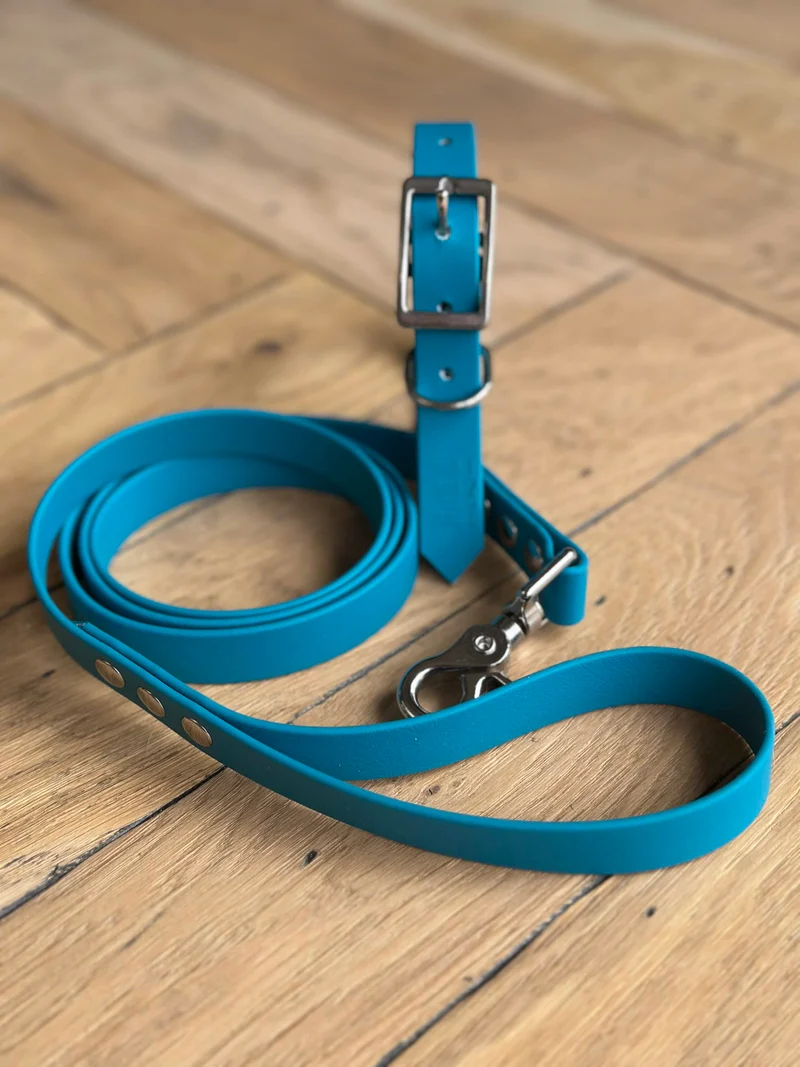 Collier turquoise et argent en Biothane®
