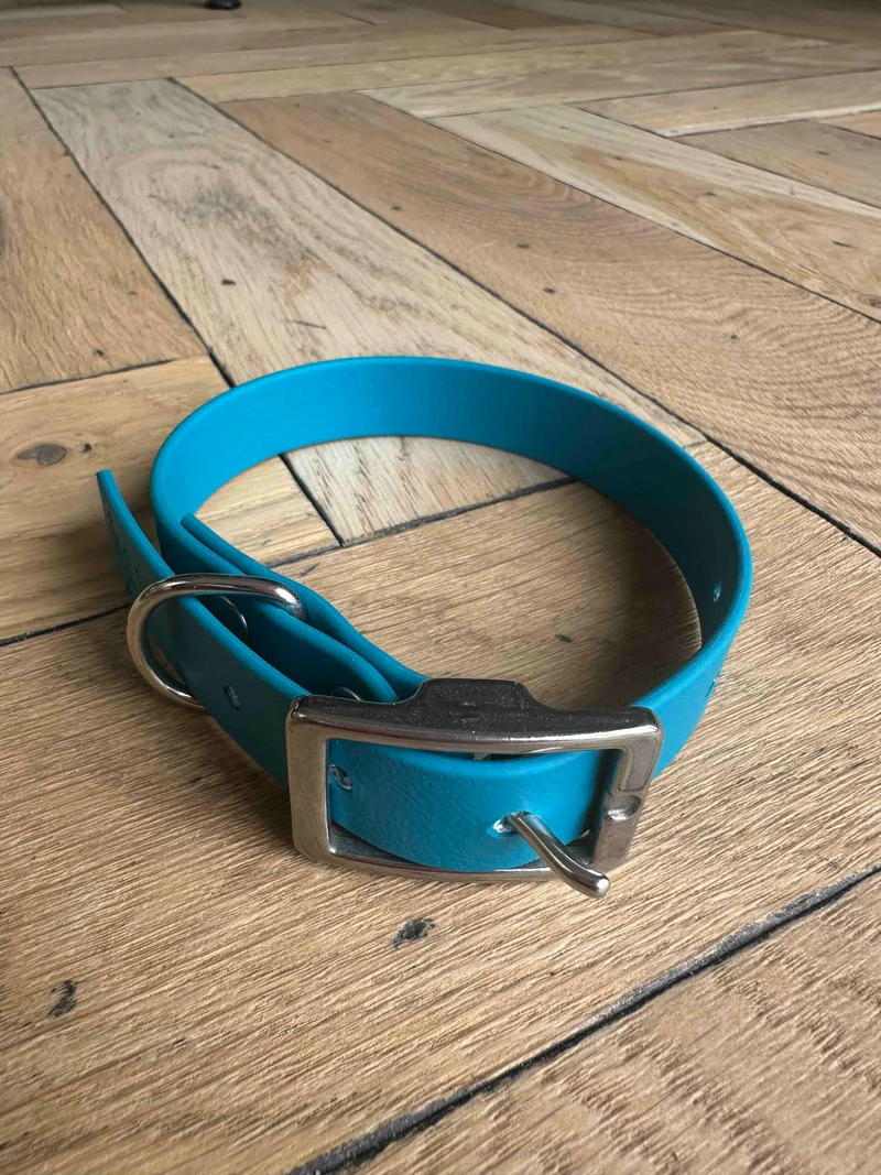 Collier turquoise et argent en Biothane®