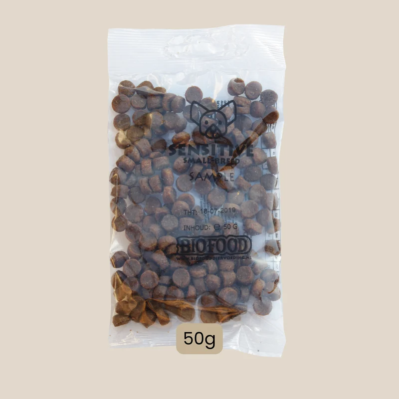 pour chien -10kg digestion au saumon sans céréales, échantillon de croquettes (50g) sensitive mini-1145
