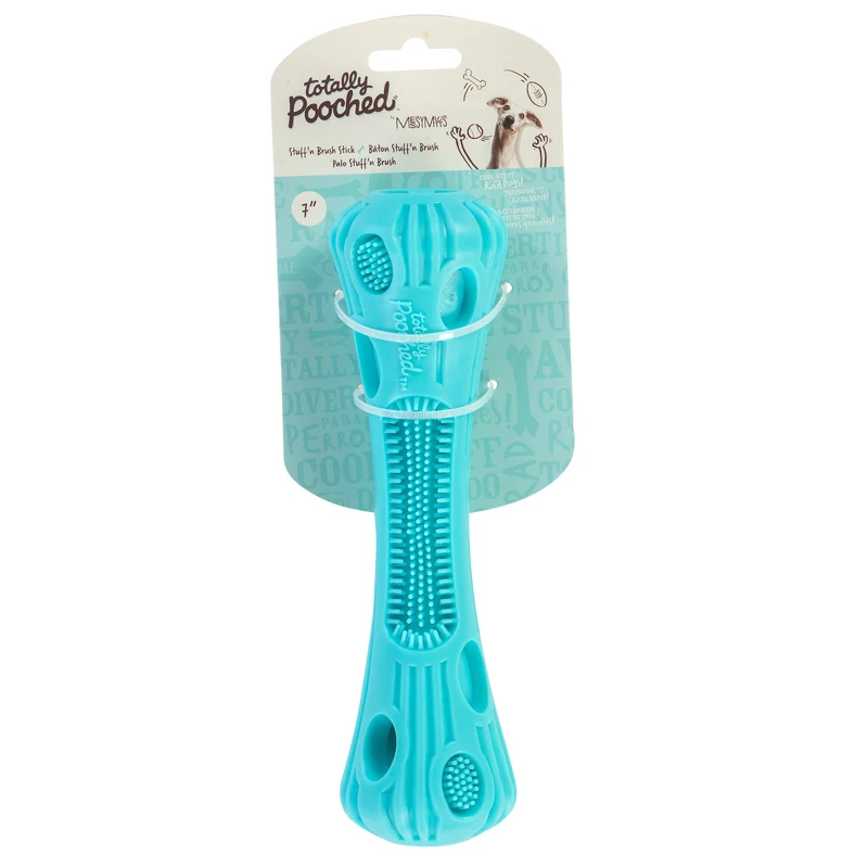 Messy Mutts Totally Pooched - Balle Stuff'n Brush - Jouet et Distributeur de Gâteries en Caoutchouc pour Chiens