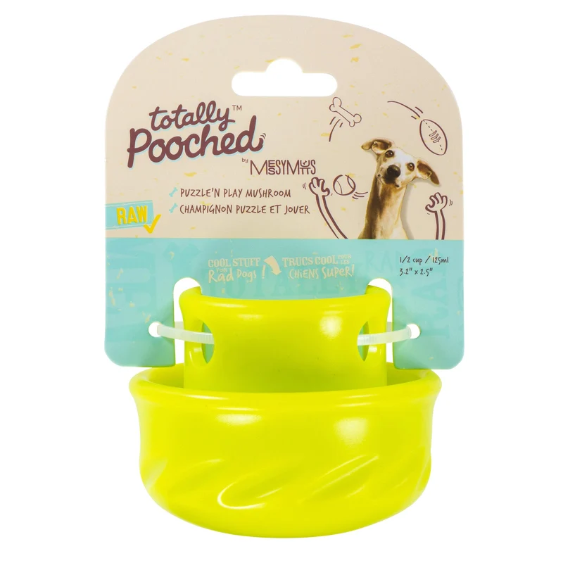 Messy Mutts Totally Pooched - Balle Stuff'n Brush - Jouet et Distributeur de Gâteries en Caoutchouc pour Chiens