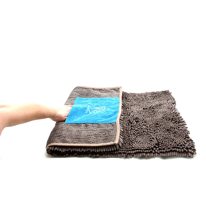 MESSY MUTTS Serviette Microfibre Chenille Gris Pâle L