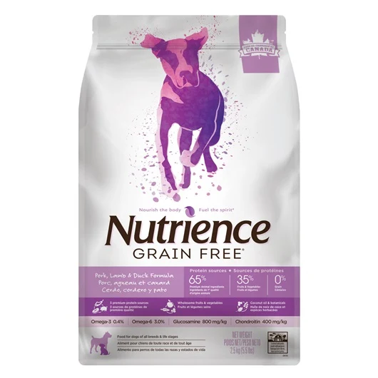 Nutrience Sans grains pour chiens, Porc, agneau et canard