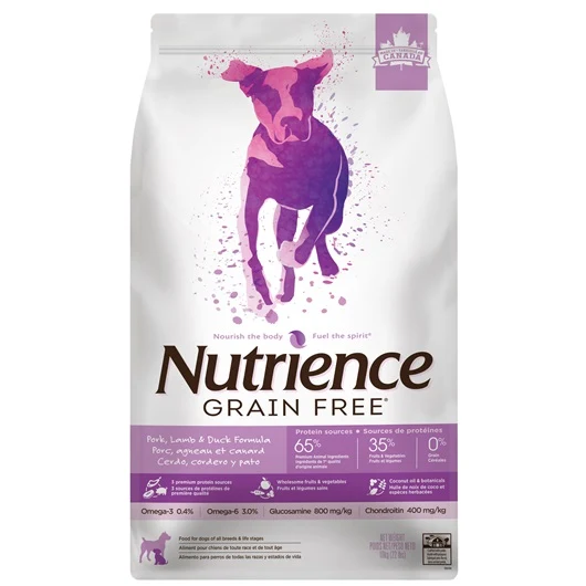Nutrience Sans grains pour chiens, Porc, agneau et canard