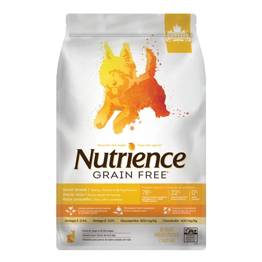Nutrience Sans grains pour chiens de petite race, Dinde, poulet et hareng