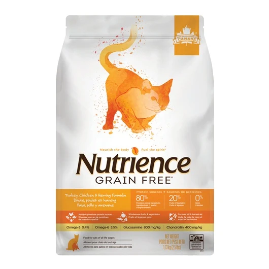 Aliment Nutrience Sans grains pour chats, Dinde, poulet et hareng