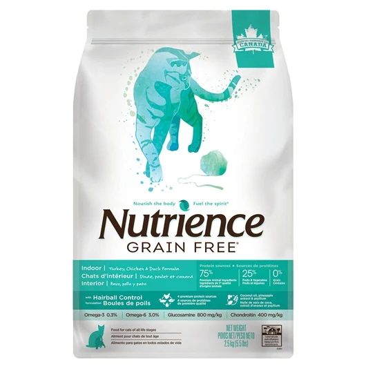 Aliment Nutrience Sans grains pour chats d’intérieur, Dinde, poulet et canard