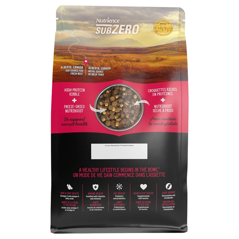 Nutrience SubZero Sans grains pour chiens de grande race, Gibier des Prairies, 10 kg