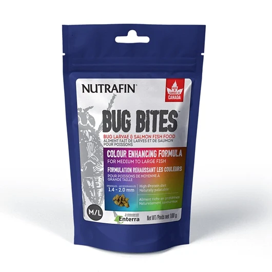 Microgranulés Bug Bites Nutrafin pour rehausser les couleurs des poissons de moyenne à grande taille, 1,4-2 mm, 100 g (3,5 oz)