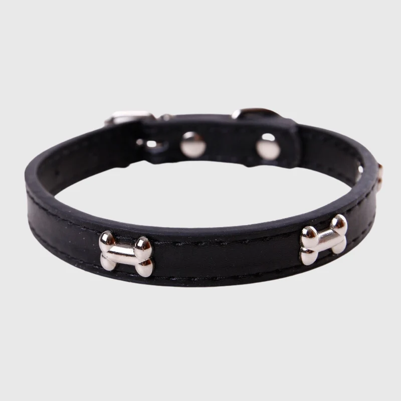 Collier Cuir Motif Os Gros Chien
