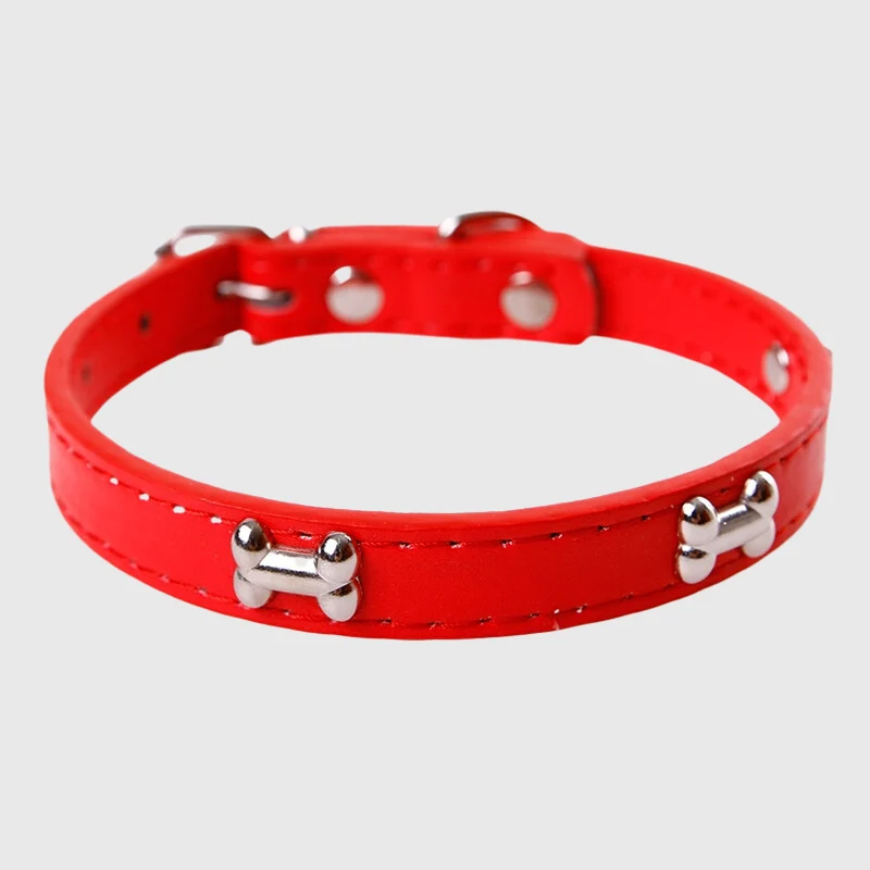 Collier Cuir Motif Os Gros Chien