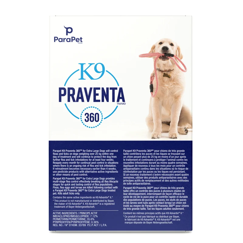 K9 Praventa 360 traitement contre les puces et les tiques pour chiens de très grande taille plus de 25 kg, 3 tubes