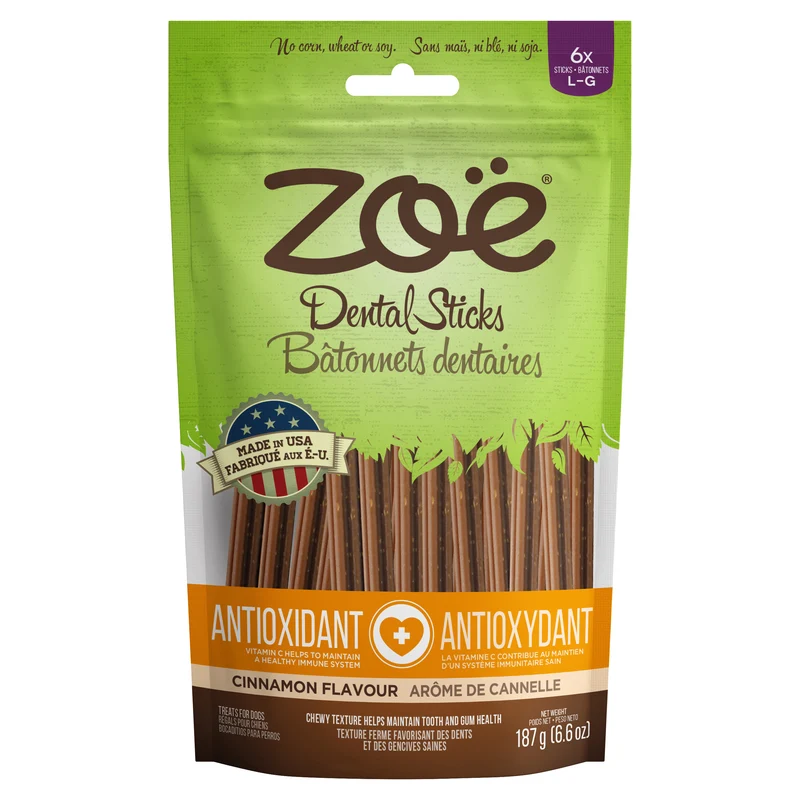Bâtonnets dentaires antioxydants Zoë, Cannelle, grands, 187 g (6,6 oz)
